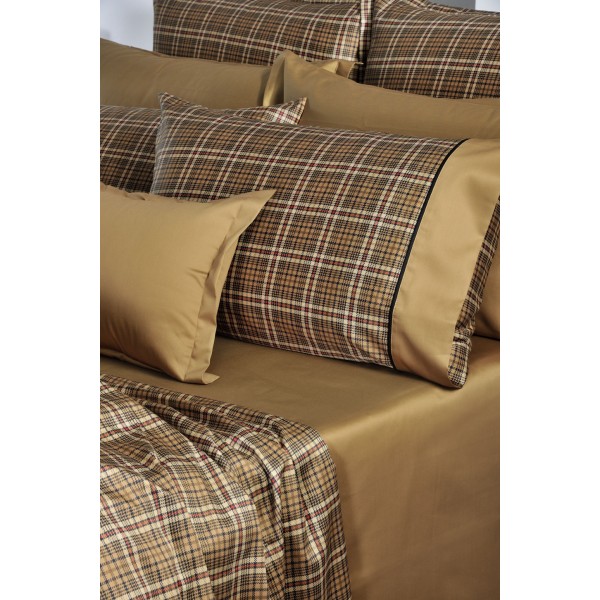 Σετ Σεντόνια Υπέρδιπλα DOWN TOWN 848 Gold Carreaux 245x280cm