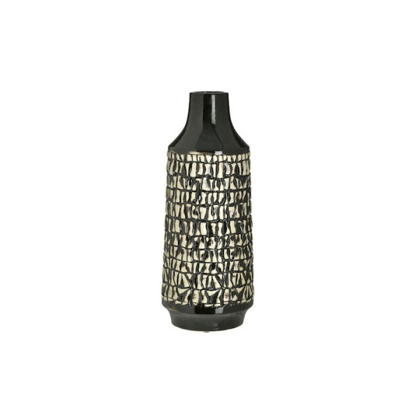 Inart Διακοσμητικό Βάζο Κεραμικό Μαύρο 16x16x37cm