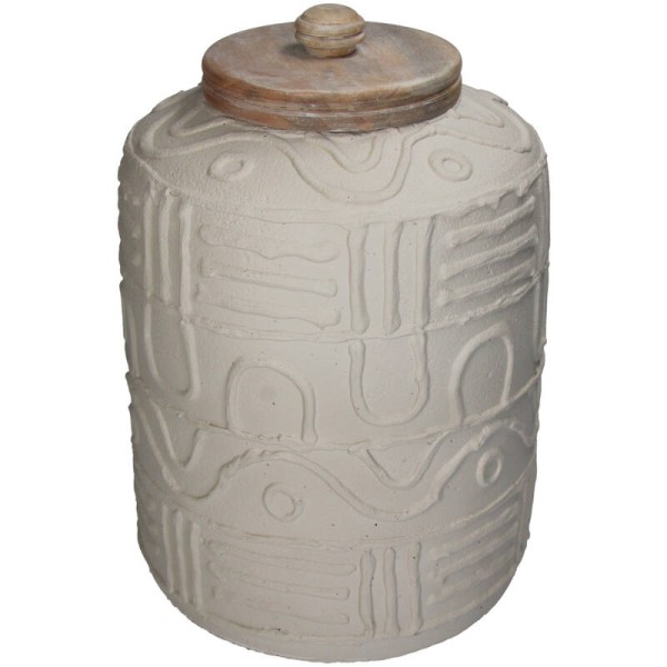 Βάζο με καπάκι Terracotta Μπέζ 24x24x34cm